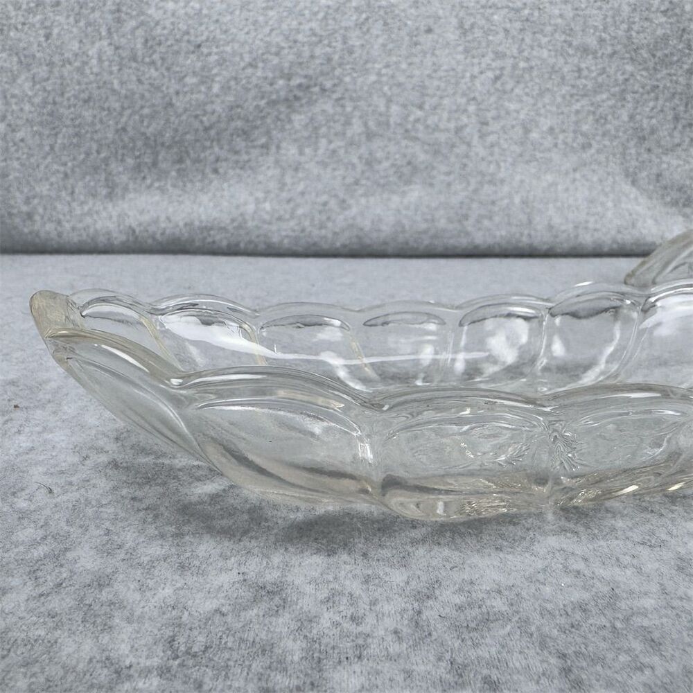 Vintage Starburst Clear Glass Oblong Banana Split Serving Dish Set Of 5 - Picture 7 of 10